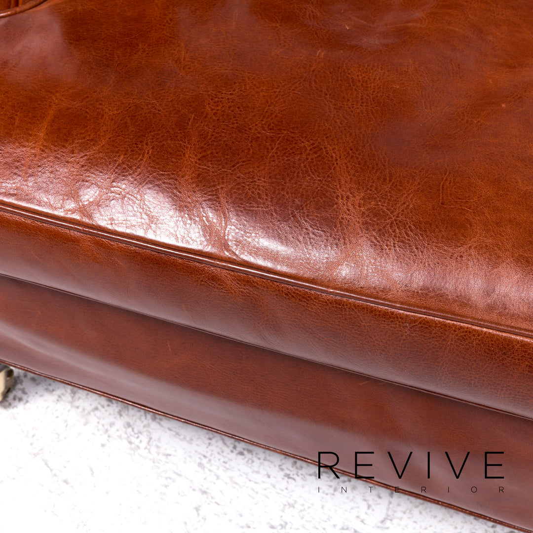 Baxter Charlotte Designer Leather 2x Armchair Set Brown #9374