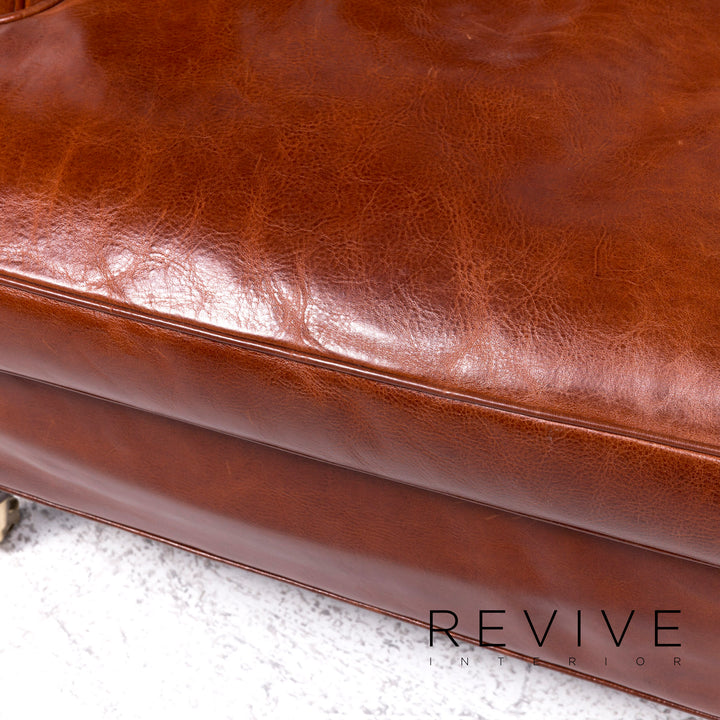 Baxter Charlotte Designer Leather 2x Armchair Set Brown #9374