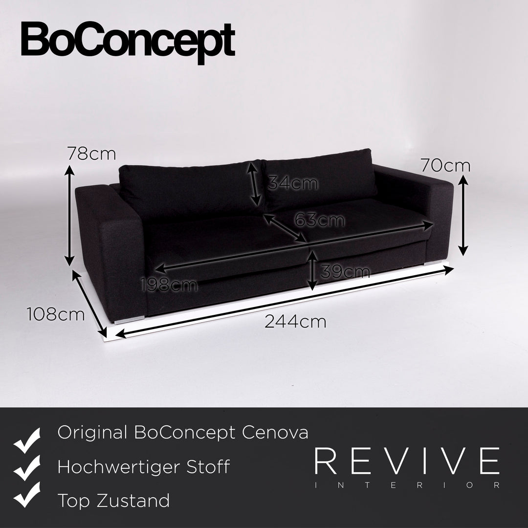 BoConcept Cenova Stoff Sofa Schwarz Dreisitzer Couch #10113
