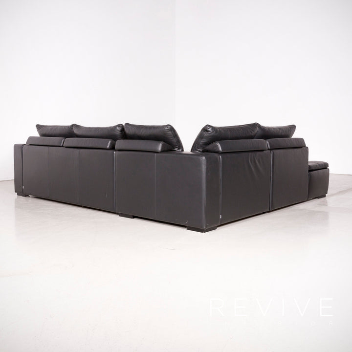 BoConcept Designer Leather Corner Sofa Black Real Leather Sofa Couch #7687