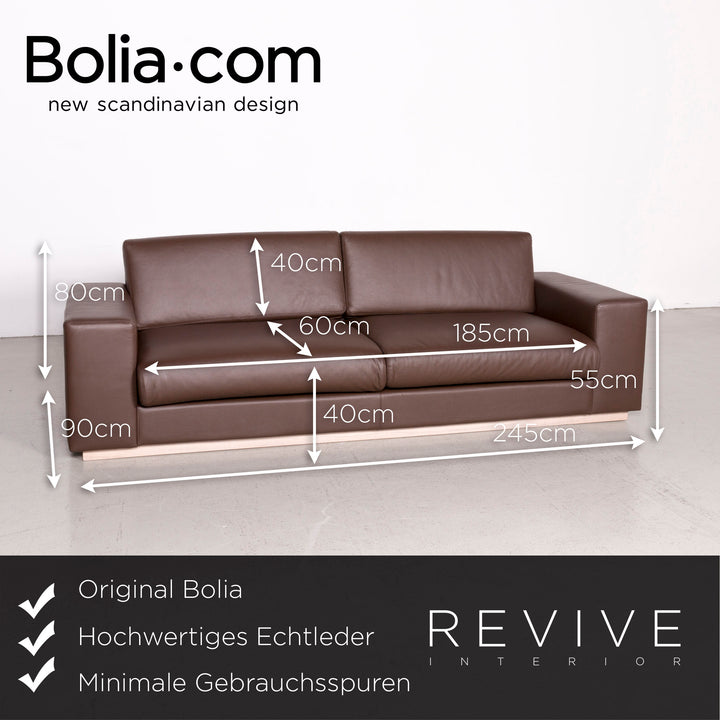 Bolia Designer Leder Sofa Braun Echtleder Dreisitzer Couch #7599