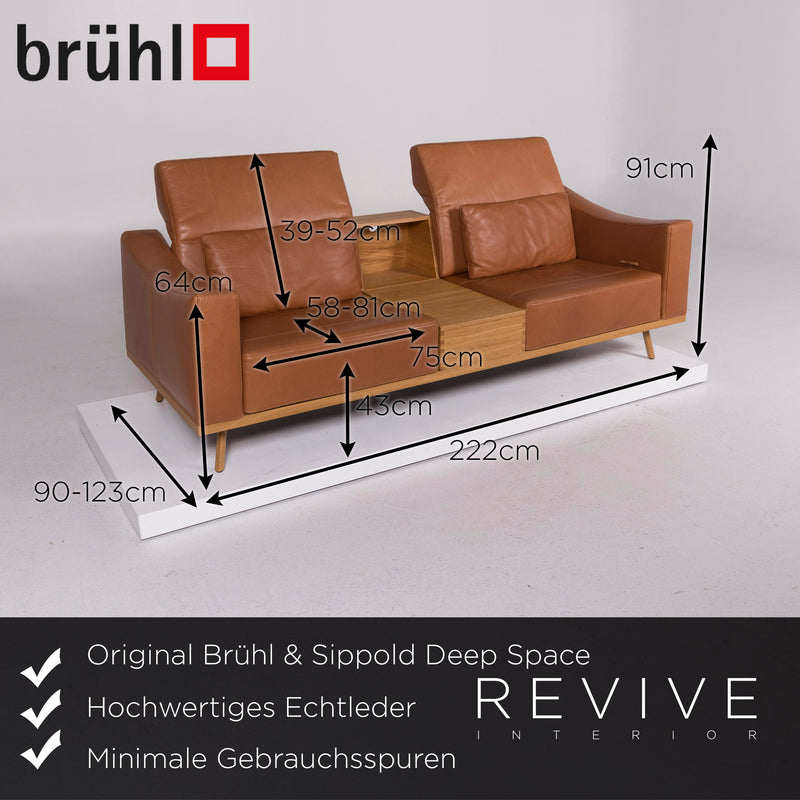 Brühl & Sippold Deep Space Leder Sofa Beige Zweisitzer 