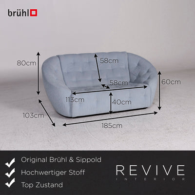 Brühl & Sippold Stoff Sofa Eisblau Graublau Zweisitzer Couch #9782