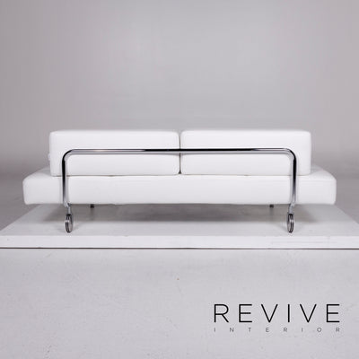 Brühl & Sippold Jerry Leder Sofa Weiß Dreisitzer Funktion Relaxfunktion Couch #10923