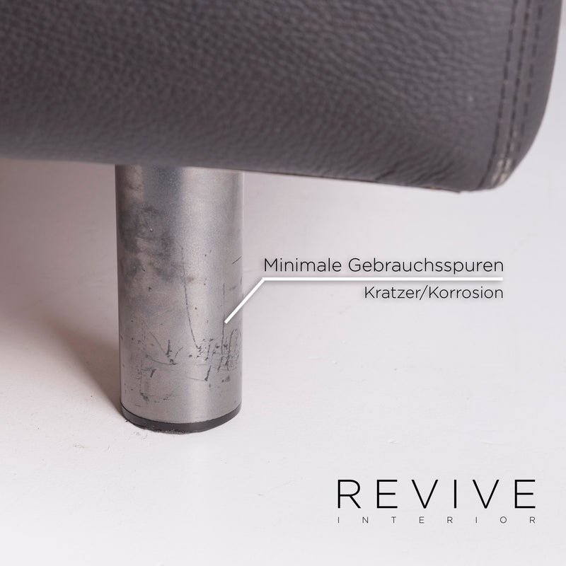 Brühl & Sippold Leder Sofa Garnitur Schwarz Ecksofa Hocker 