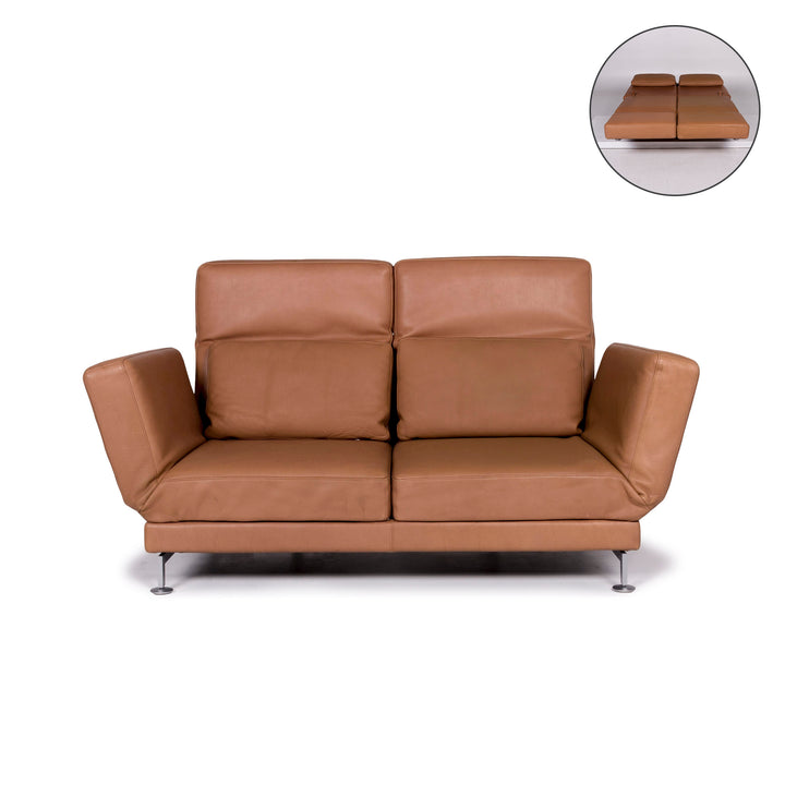 Brühl &amp; Sippold Moule leather brown light brown function relax function sofa bed sleep function couch #10975