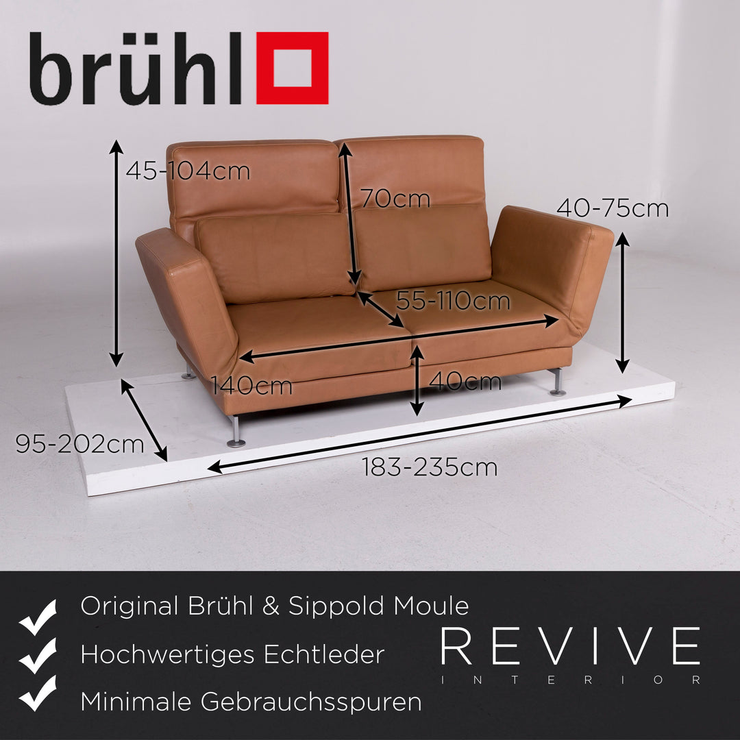 Brühl & Sippold Moule Leder Braun Hellbraun Funktion Relaxfunktion Schlafsofa Schlaffunktion Couch #10975