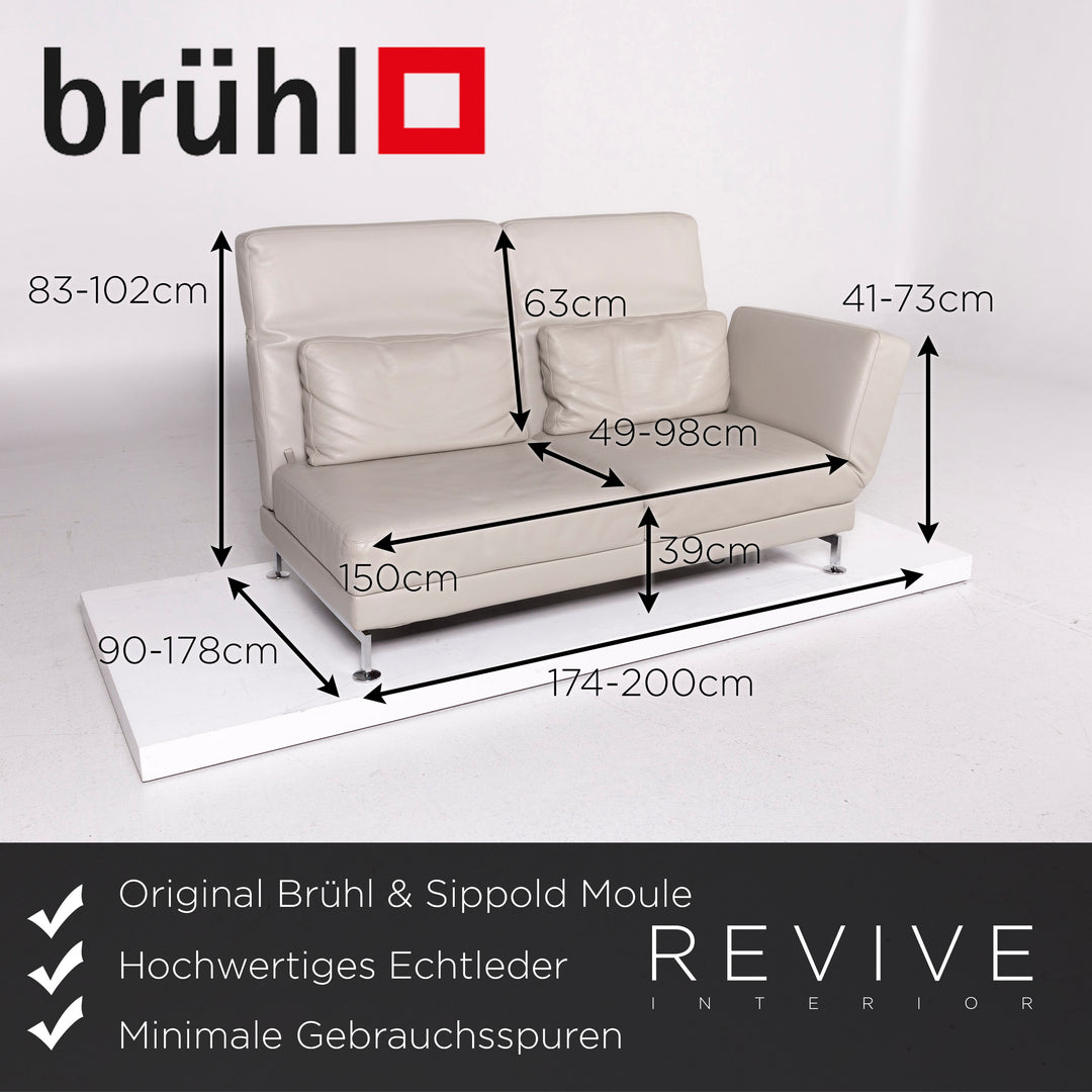 Brühl & Sippold Moule Leder Sofa Grau Zweisitzer Funktion Relaxfunktion Couch #11715