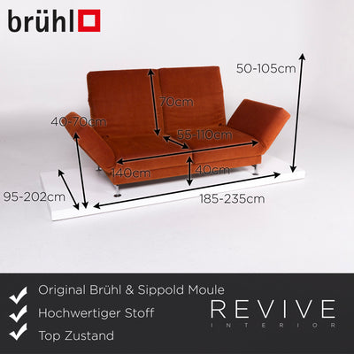 Brühl & Sippold Moule Stoff Sofa Orange Zweisitzer inkl. Funktion #10816