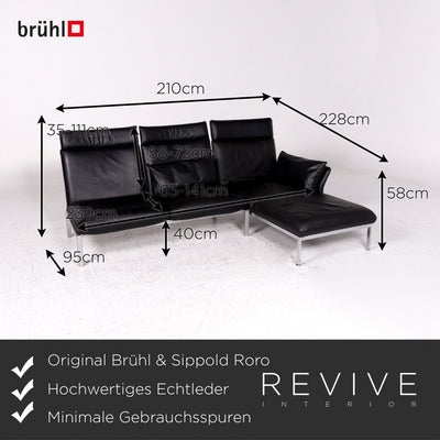 Brühl & Sippold Roro Leder Ecksofa Schwarz Funktion Couch #9781