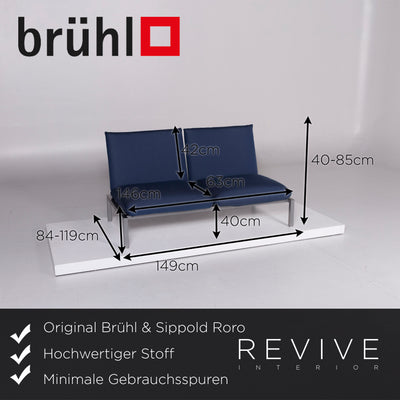 Brühl & Sippold Roro Designer Stoff Sofa Blau Zweisitzer inkl. Funktion #10066