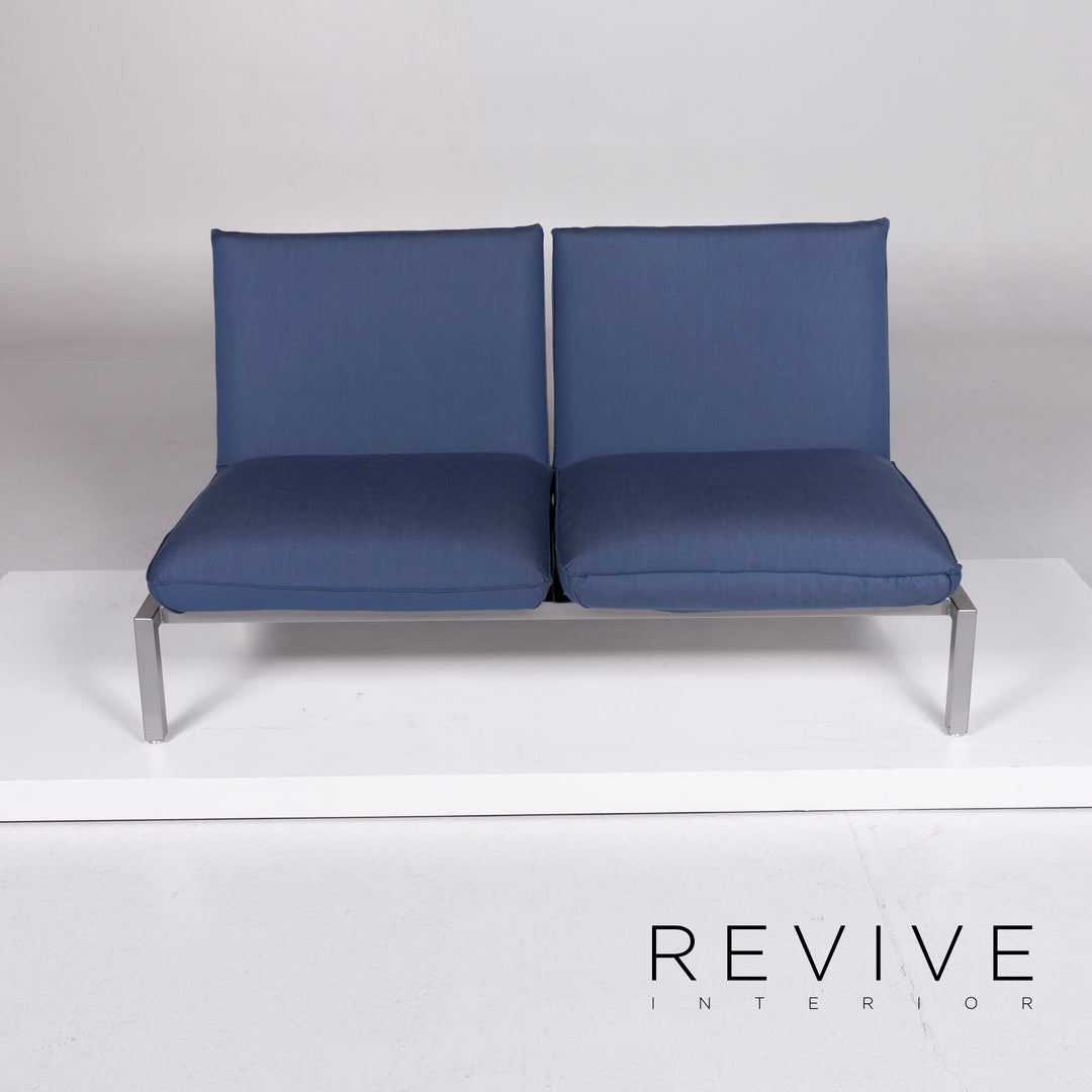 Brühl & Sippold Roro Designer Stoff Sofa Blau Zweisitzer inkl. Funktion #10066