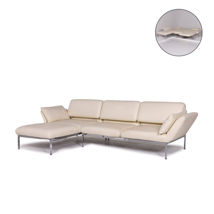 Brühl &amp; Sippold Roro leather corner sofa cream sofa function relaxation function sleeping function couch #11186