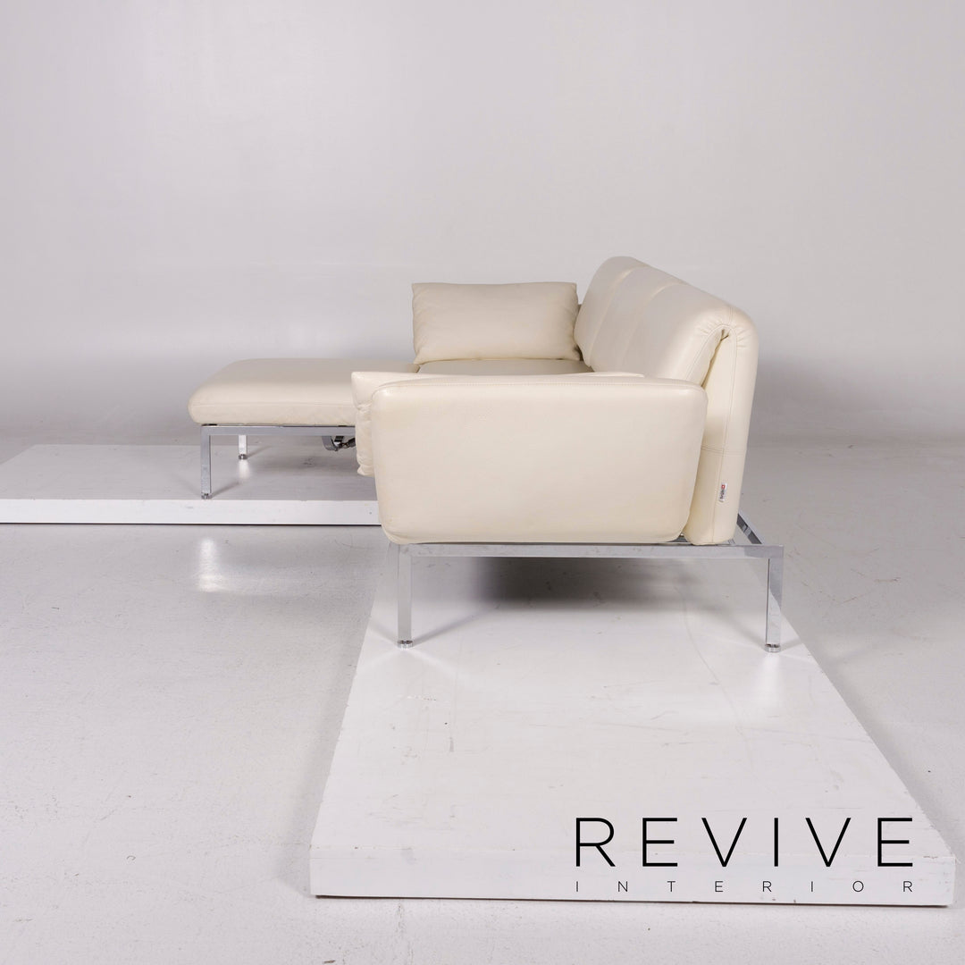 Brühl &amp; Sippold Roro leather corner sofa cream sofa function relaxation function sleeping function couch #11186