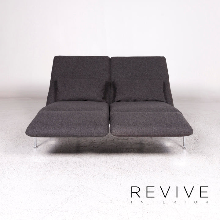 Brühl & Sippold Roro Stoff Sofa Filz Grau Zweisitzer Relaxfunktion Schlaffunktion Funktion Couch #10138