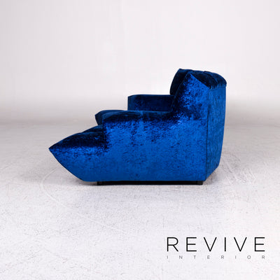 Bretz Cloud 7 Samt Stoff Sofa Blau Zweisitzer Couch #9811
