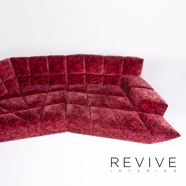 Bretz Cloud 7 Fabric Corner Sofa Red Pattern Sofa Couch #8543