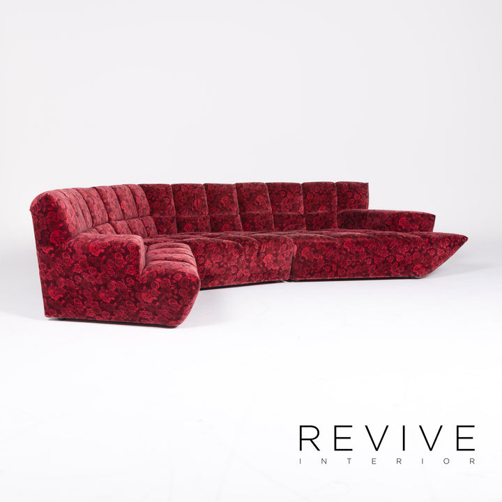 Bretz Cloud 7 Fabric Corner Sofa Red Pattern Sofa Couch #8543