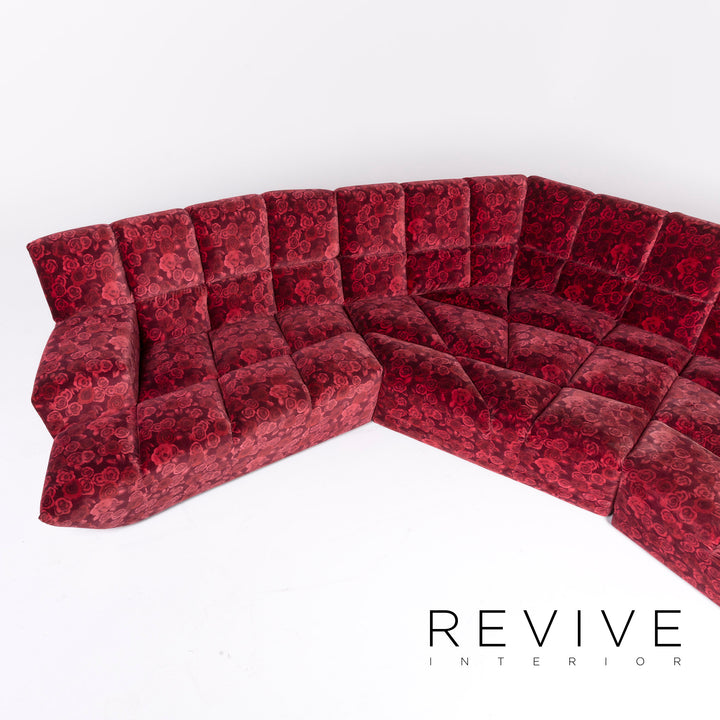 Bretz Cloud 7 Fabric Corner Sofa Red Pattern Sofa Couch #8543