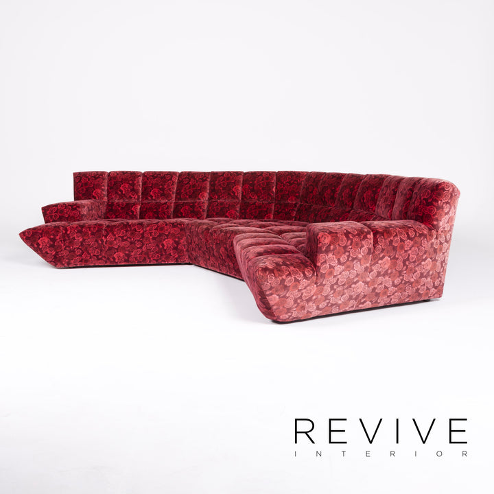 Bretz Cloud 7 Fabric Corner Sofa Red Pattern Sofa Couch #8543