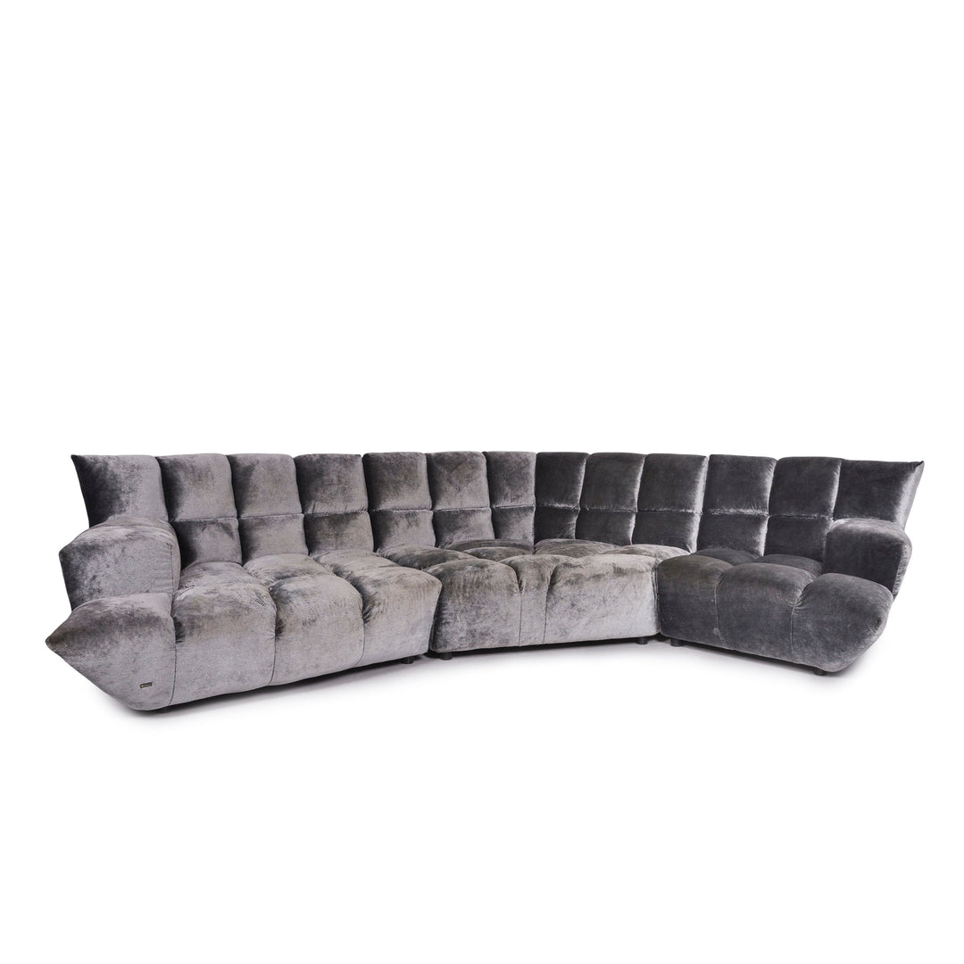 Bretz Cloud 7 Velvet Fabric Velor Corner Sofa Silver Sofa Couch Bretz Brothers #10822