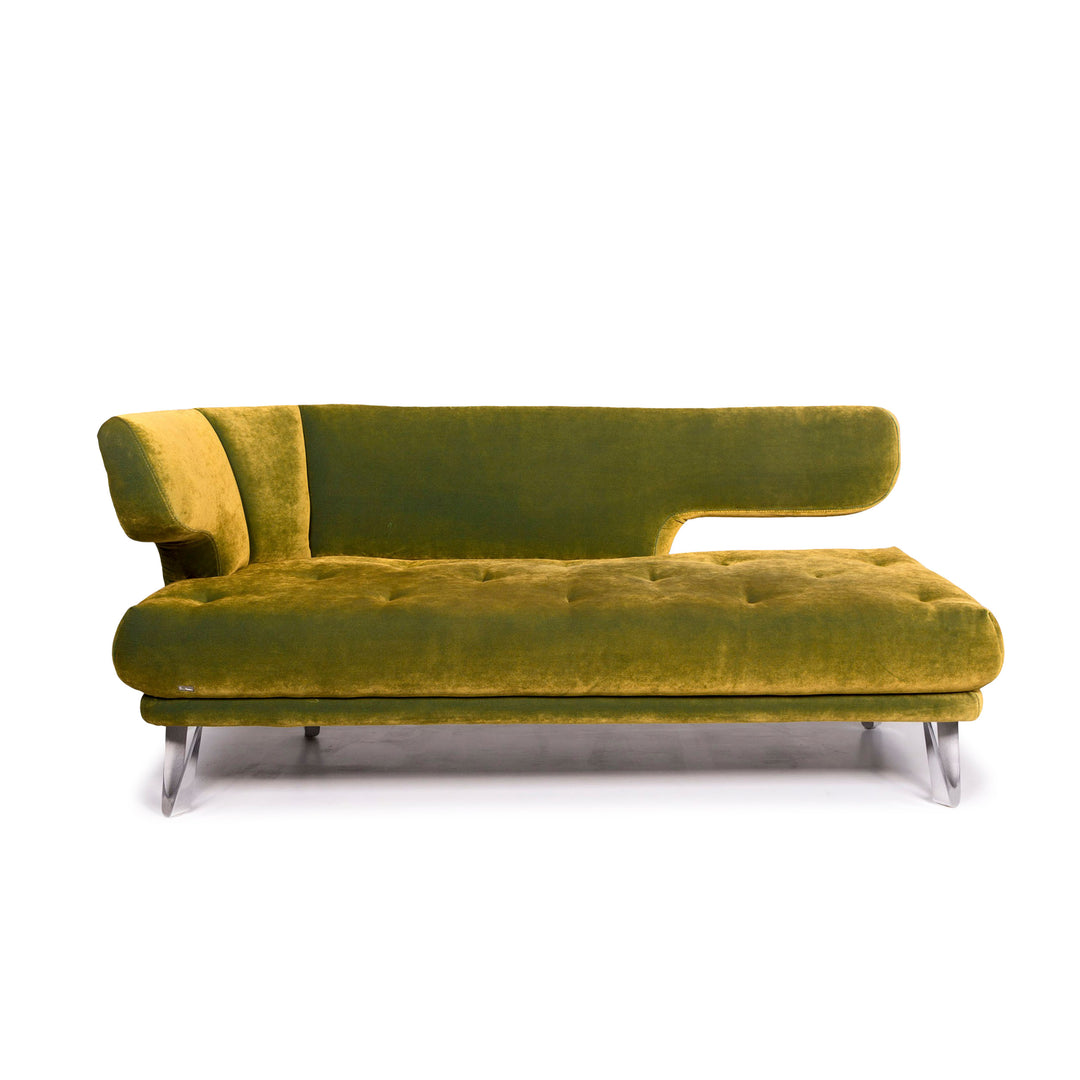 Bretz Croissant Samt Stoff Sofa Grün Zweisitzer Couch #12034