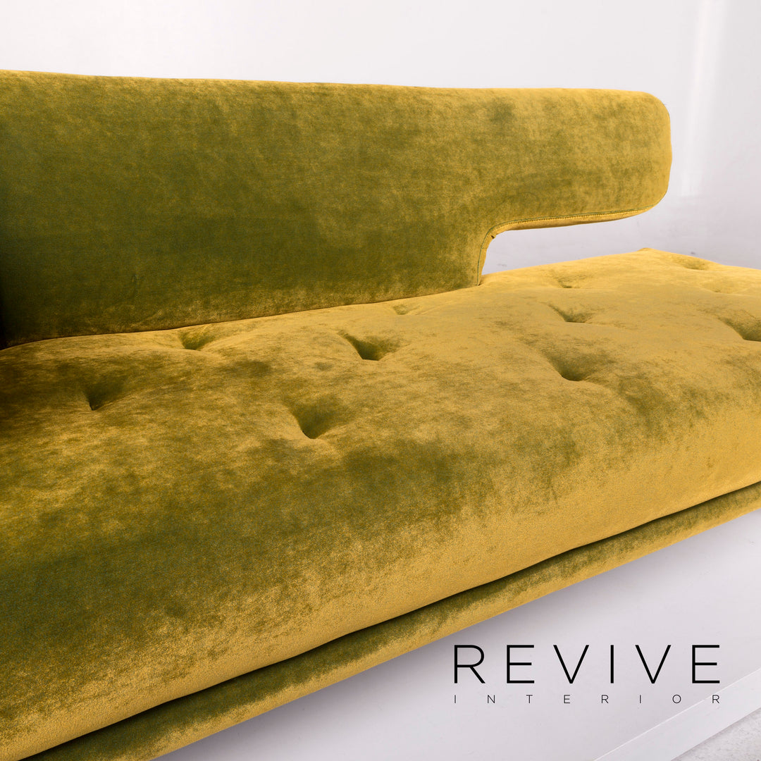 Bretz Croissant Samt Stoff Sofa Grün Zweisitzer Couch #12034