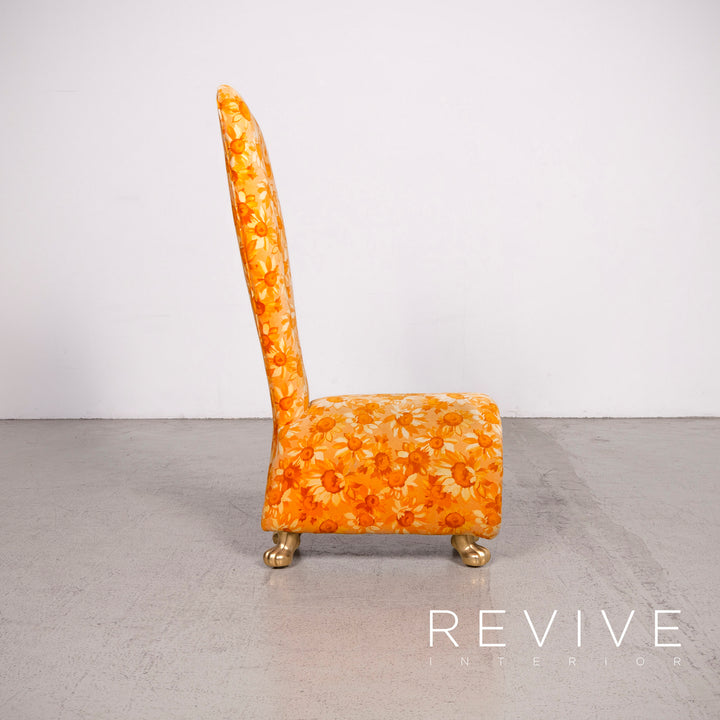 Bretz Designer Stoff Sessel Orange Gelb Stuhl #8098