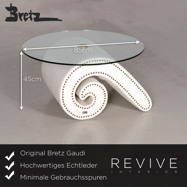 Bretz Gaudi Designer Leather Sofa Armchair Coffee Table Set White Mother of Pearl Couch #7368