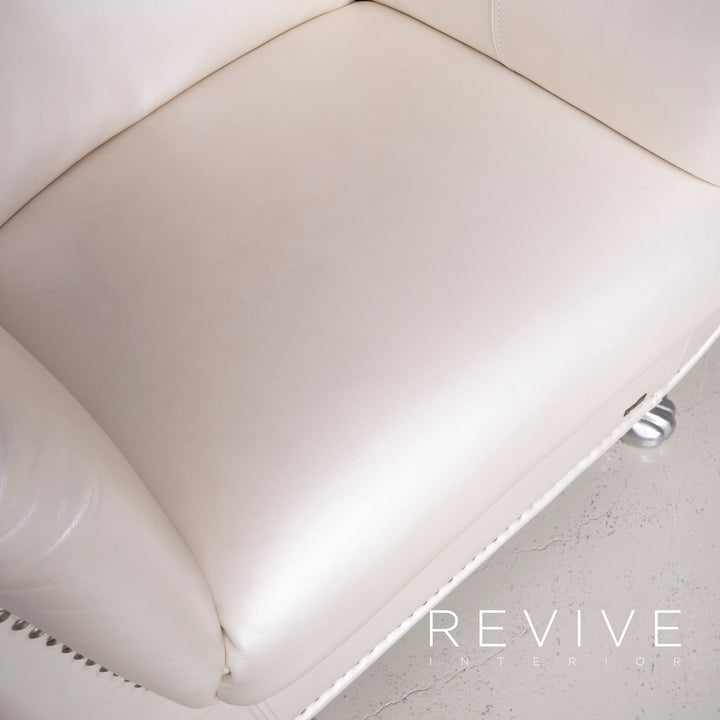 Bretz Gaudi Designer Leather Sofa Armchair Coffee Table Set White Mother of Pearl Couch #7368