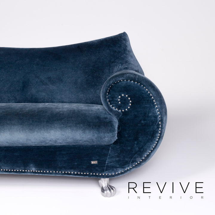 Bretz Gaudi designer velvet sofa blue three-seater couch Récamière #8522