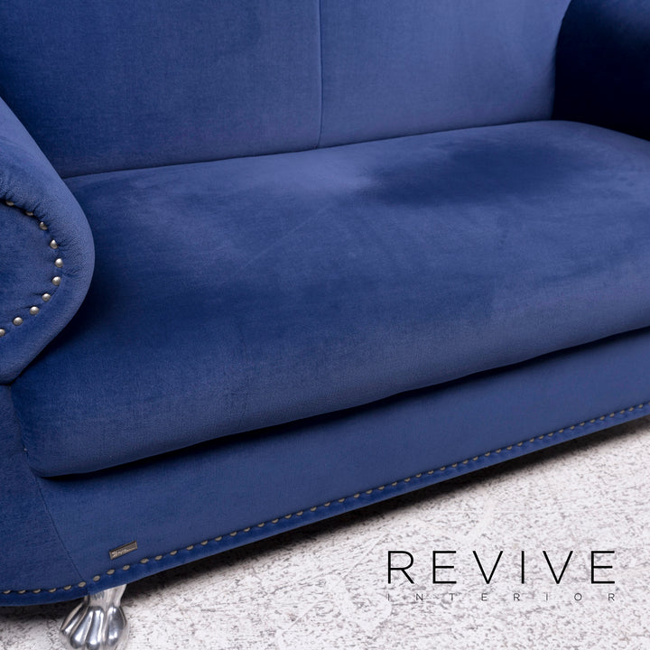 Bretz Gaudi Samt Stoff Sofa Blau Zweisitzer Couch #9911