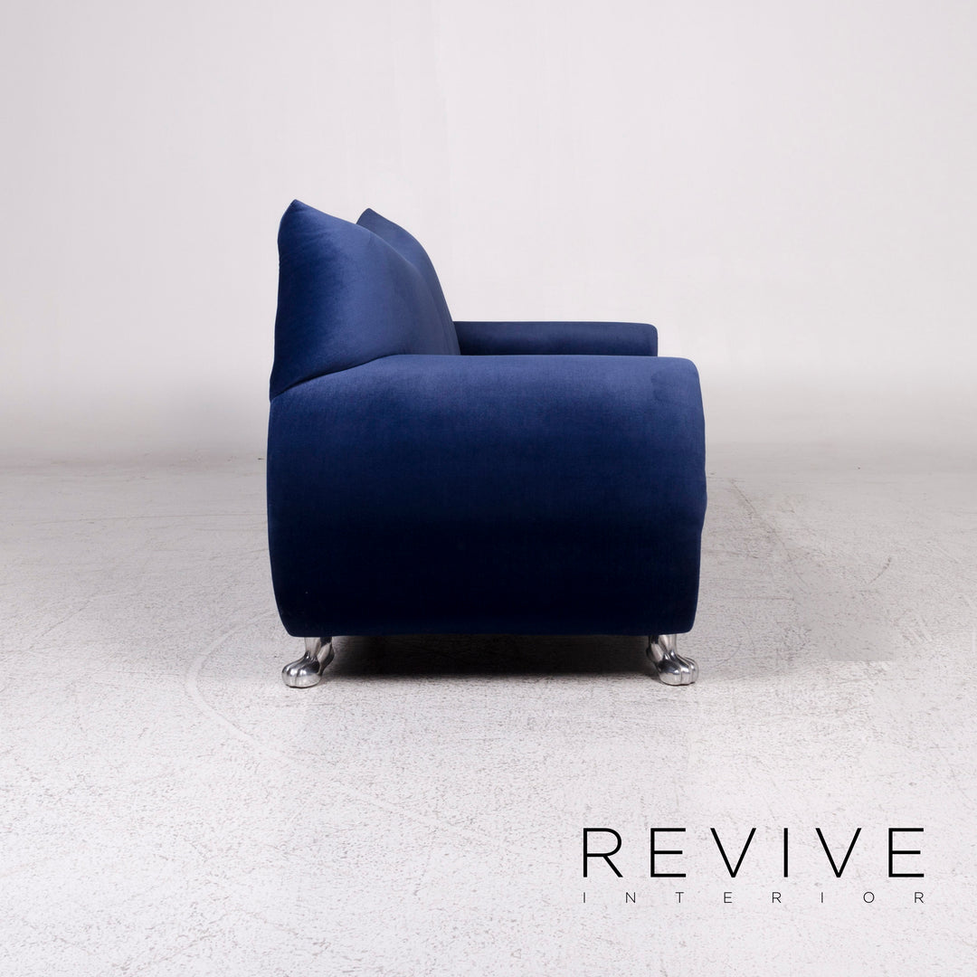 Bretz Gaudi Velvet Fabric Sofa Blue Two Seater Couch #9911