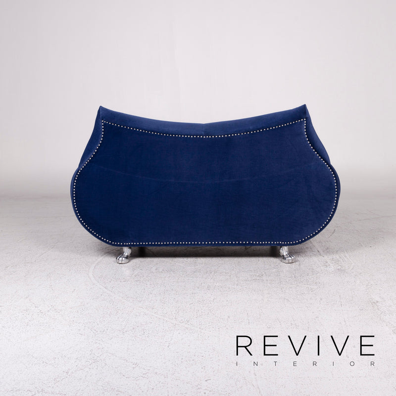 Bretz Gaudi Samt Stoff Sofa Blau Zweisitzer Couch 