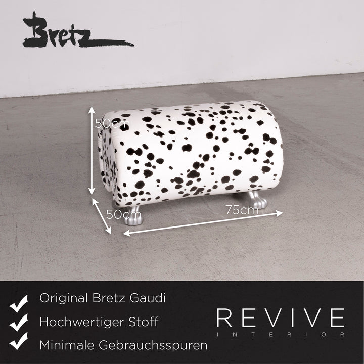Bretz Gaudi Designer Fabric Armchair White Dalmatian Pattern Chair With Stool #7807