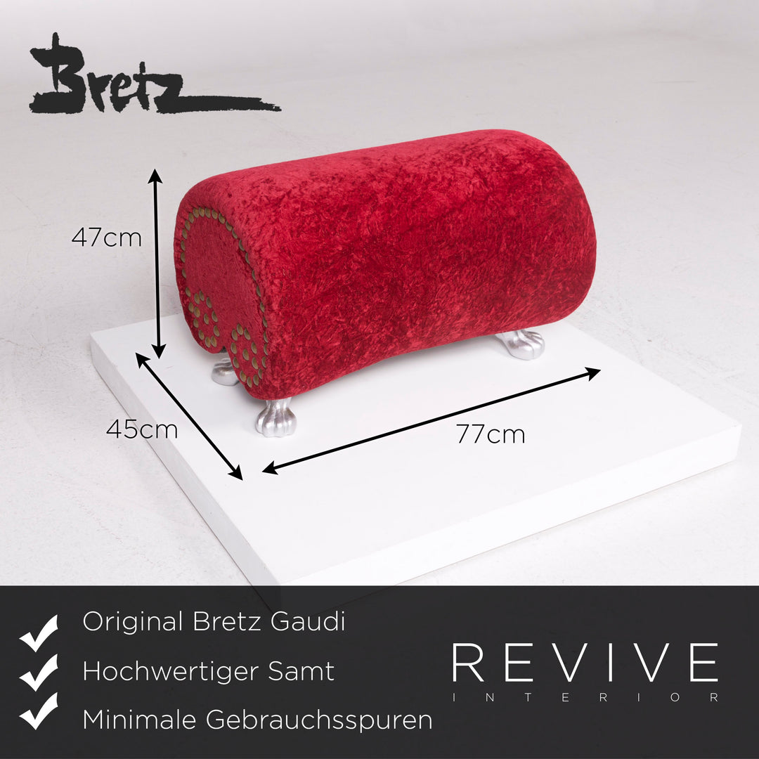Bretz Gaudi Velvet Stool Red #11920