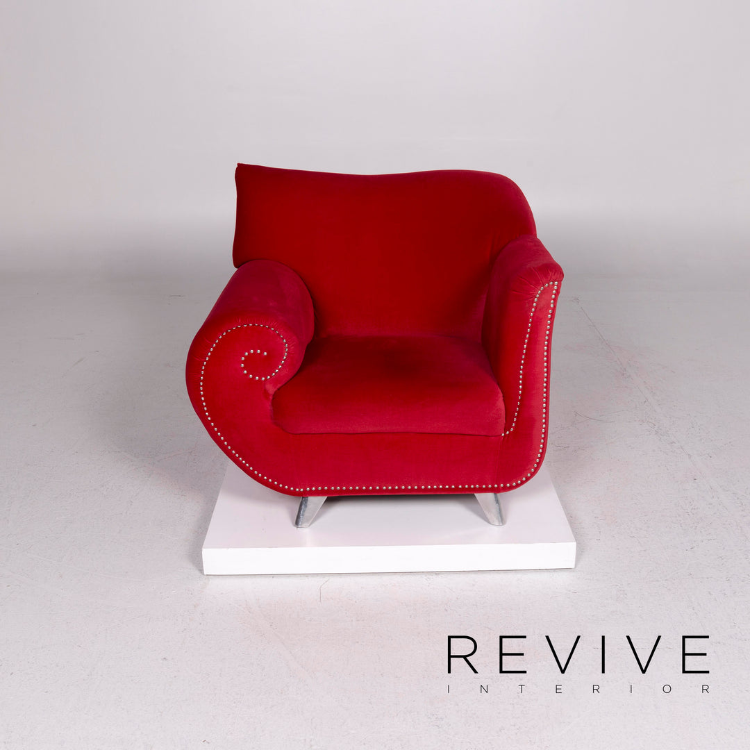 Bretz Gaudi Velvet Fabric Armchair Red #11534