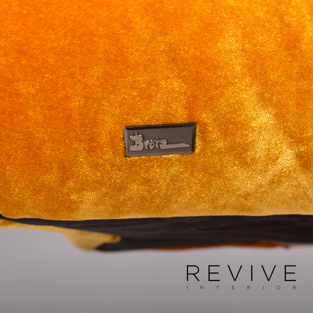 Bretz Hangout Velvet Fabric Pouf Yellow #11554