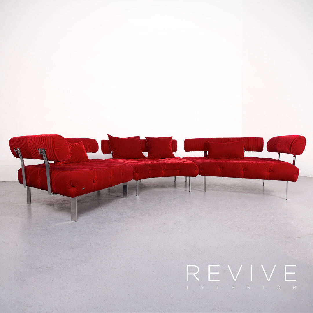 Bretz Highland Designer Fabric Sofa Red Corner Sofa Couch #6651