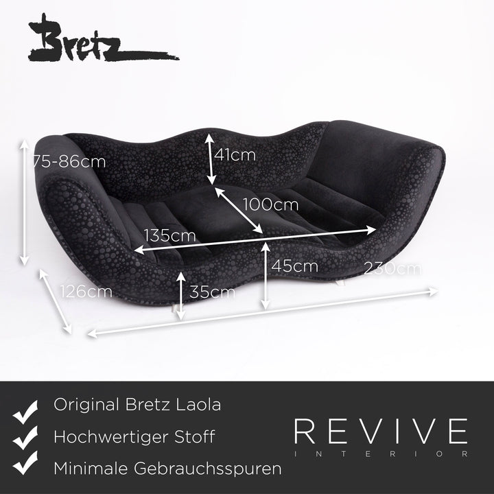 Bretz Laola Designer Stoff Sofa Schwarz Muster Dreisitzer Couch #8500