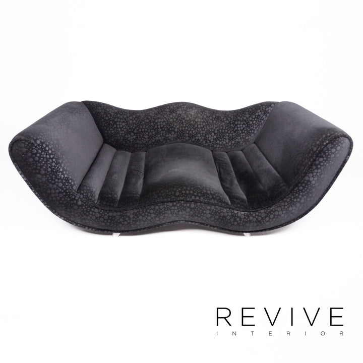 Bretz Laola Designer Stoff Sofa Schwarz Muster Dreisitzer Couch #8500