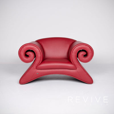 Bretz Mammut Designer Kunstleder Sofa Sessel Garnitur Rot Dreisitzer Couch Sessel #8523