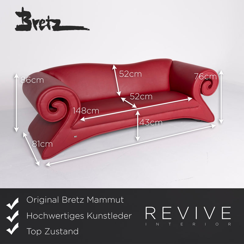 Bretz Mammut Designer Kunstleder Sofa Sessel Garnitur Rot Dreisitzer Couch Sessel 