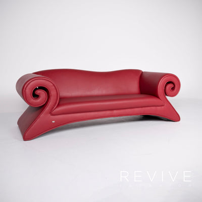 Bretz Mammut Designer Kunstleder Sofa Sessel Garnitur Rot Dreisitzer Couch Sessel #8523