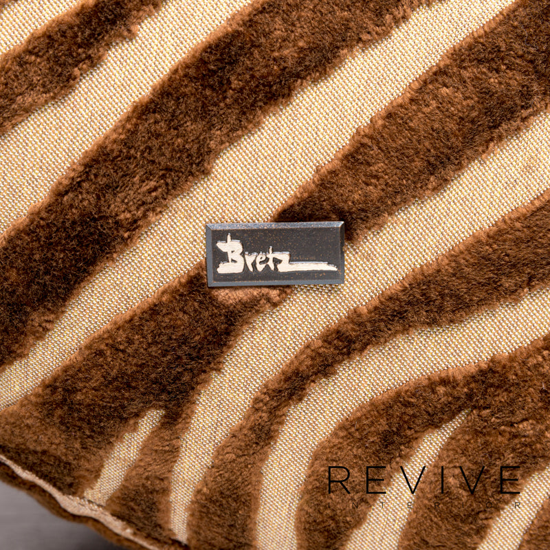Bretz Mumba Stoff Sofa Garnitur Braun 1x Dreisitzer 1x Hocker Gemustert Animalprint 