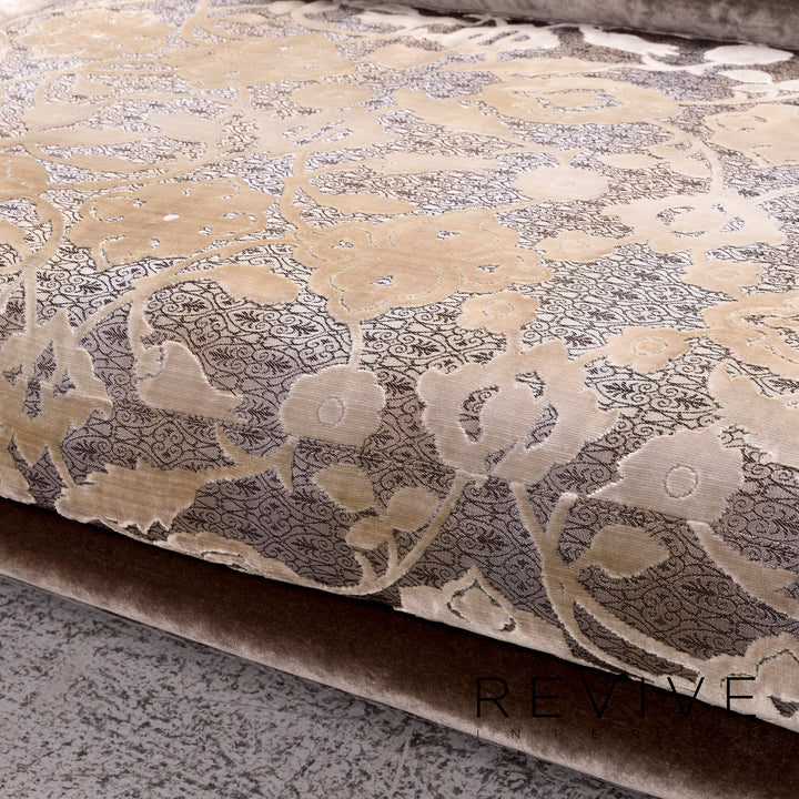 Bretz Napali Velvet Fabric Corner Sofa Gray Silver Patterned Sofa Couch #9874
