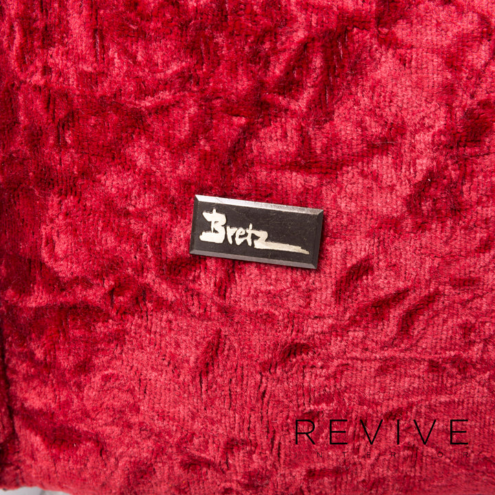 Bretz Samt Sessel Garnitur Rot Hocker #11922