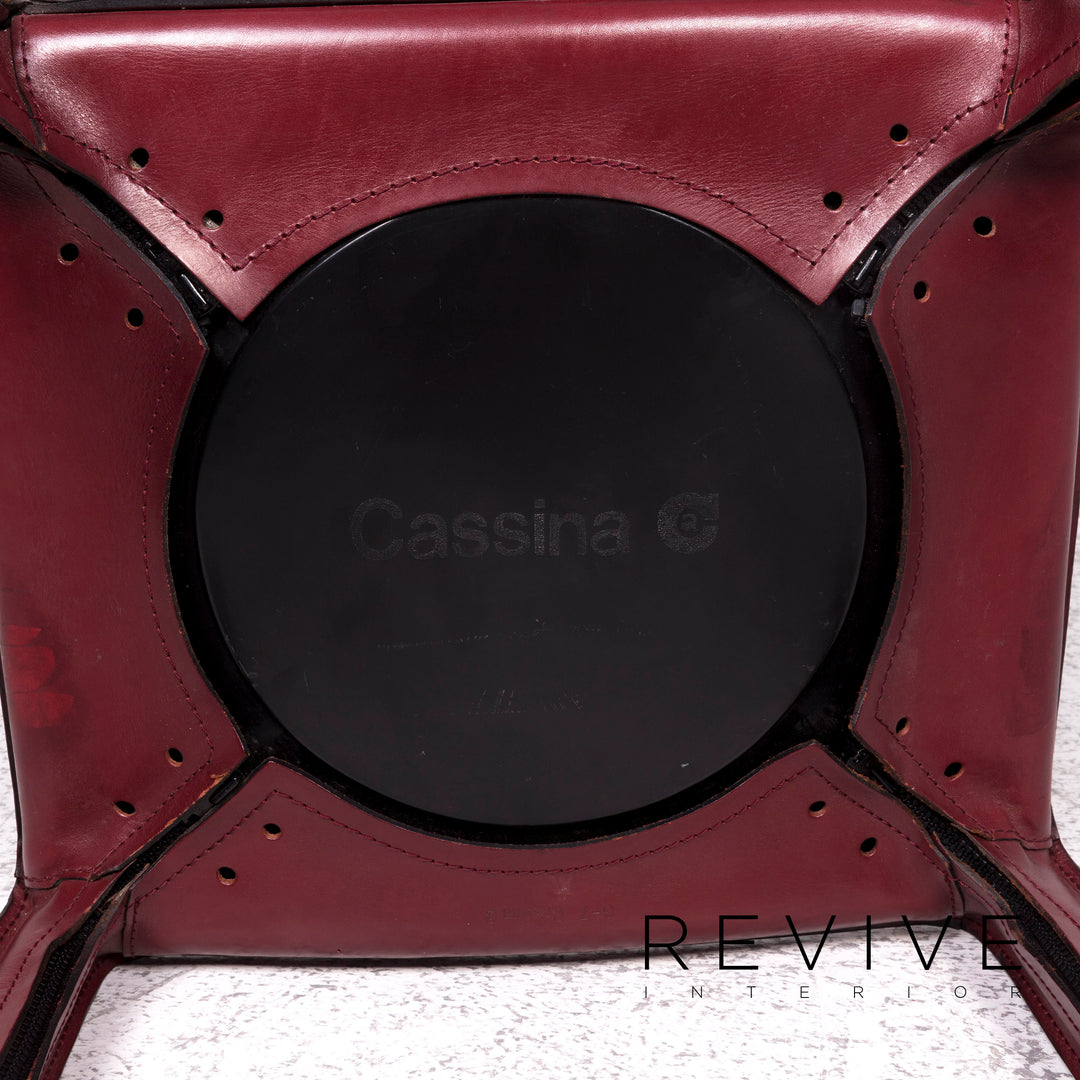 Cassina Cab 412 designer leather armchair set red 2x armchair #9192