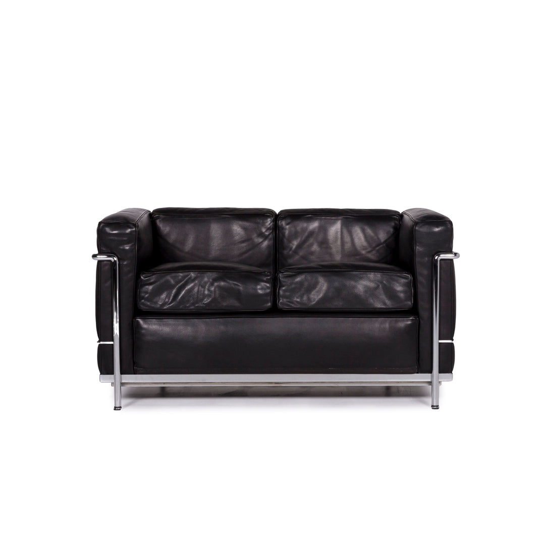 Cassina Le Corbusier LC 2 Leder Sofa Schwarz Zweisitzer Le Corbusier Couch #10469