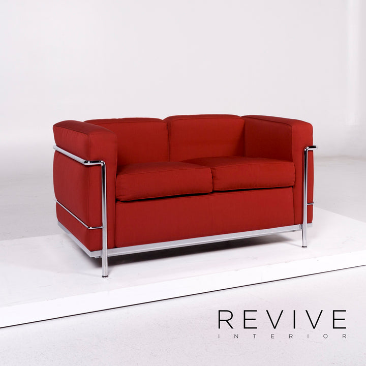 Cassina Le Corbusier LC 2 Stoff Sofa Rot Zweisitzer Couch Le Corbusier #11016